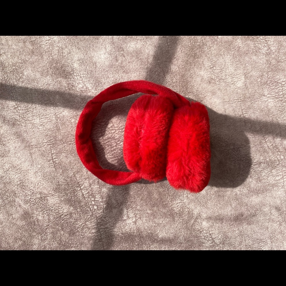 Bright red earmuffs